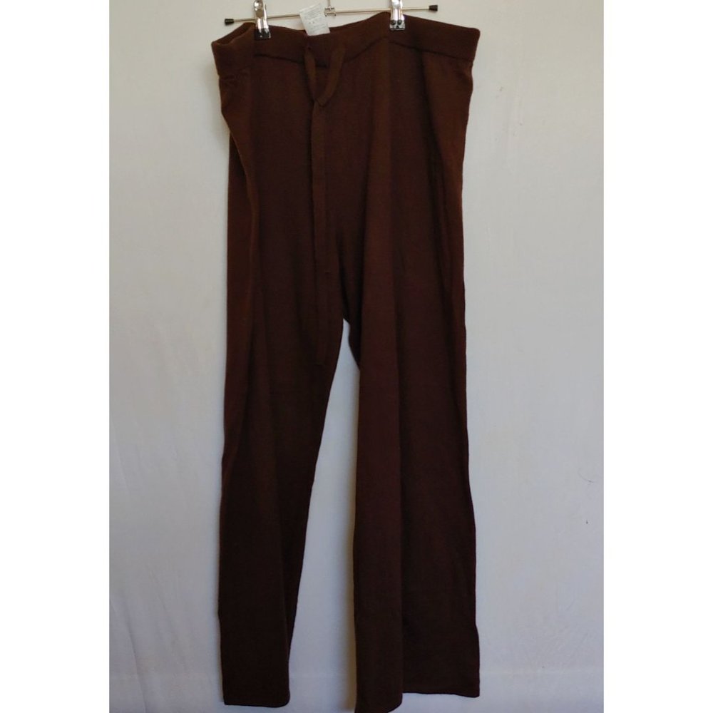 Luxury Premier Collection womens Cashmere blend brown wideleg pants XL